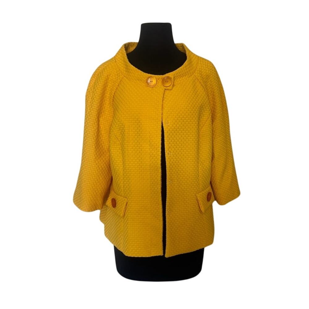 Metrostyle Yellow Patterned Cape Style Jacket - 16